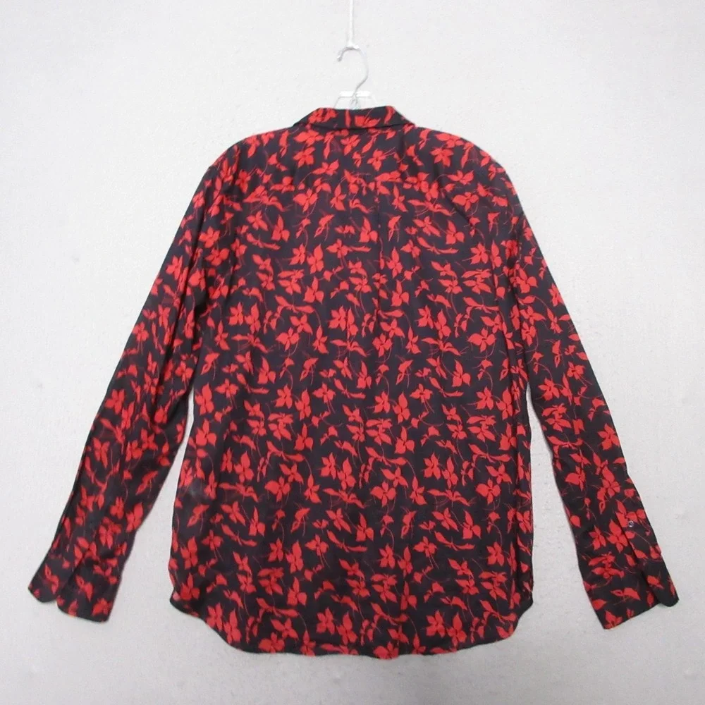 Lauren Ralph Lauren LRL Top XL Red Black Floral Button Up Career Office Timeless - Picture 8 of 9
